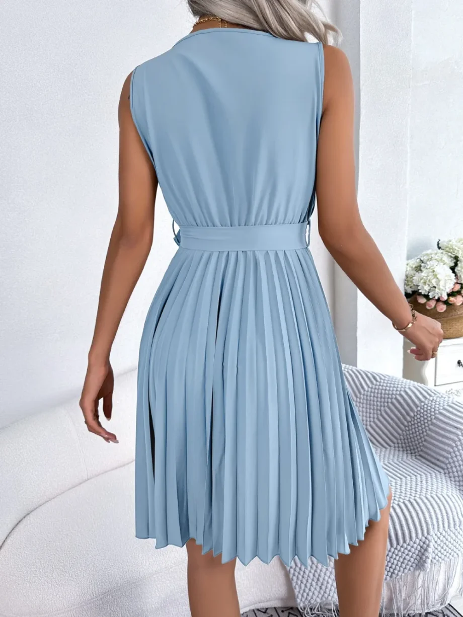 Graceful Tie Pleated Dress