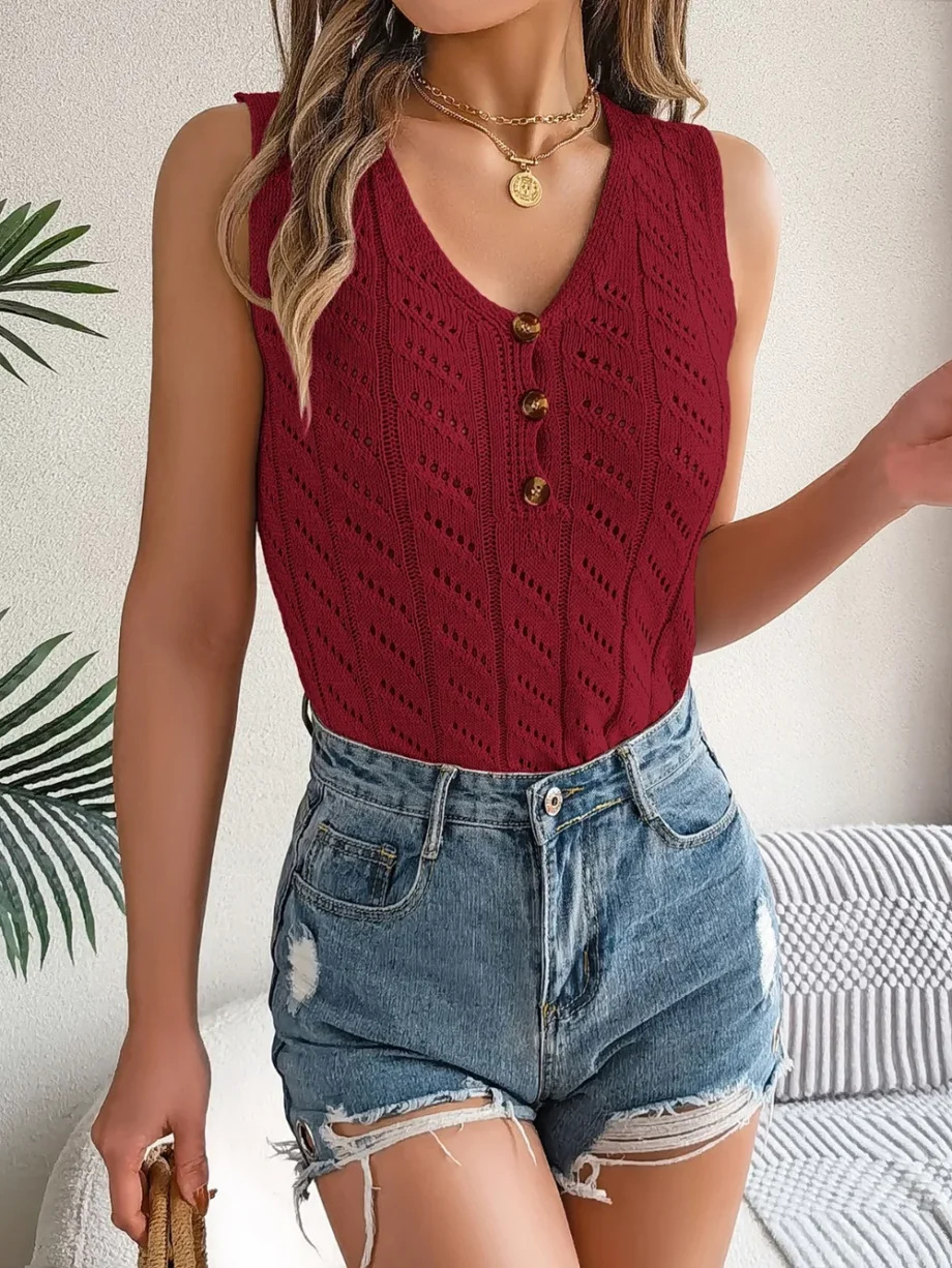 V-Neck Knit Sleeveless Vest
