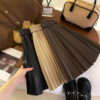 Brown PU Leather Pleated Short Skirt