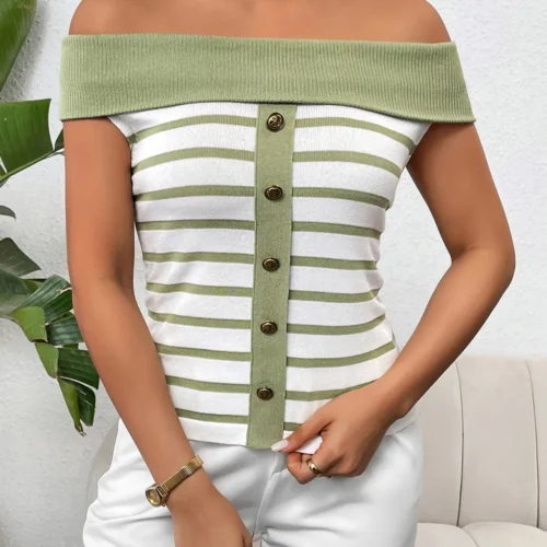 Sailor Stripe Off-Shoulder Top