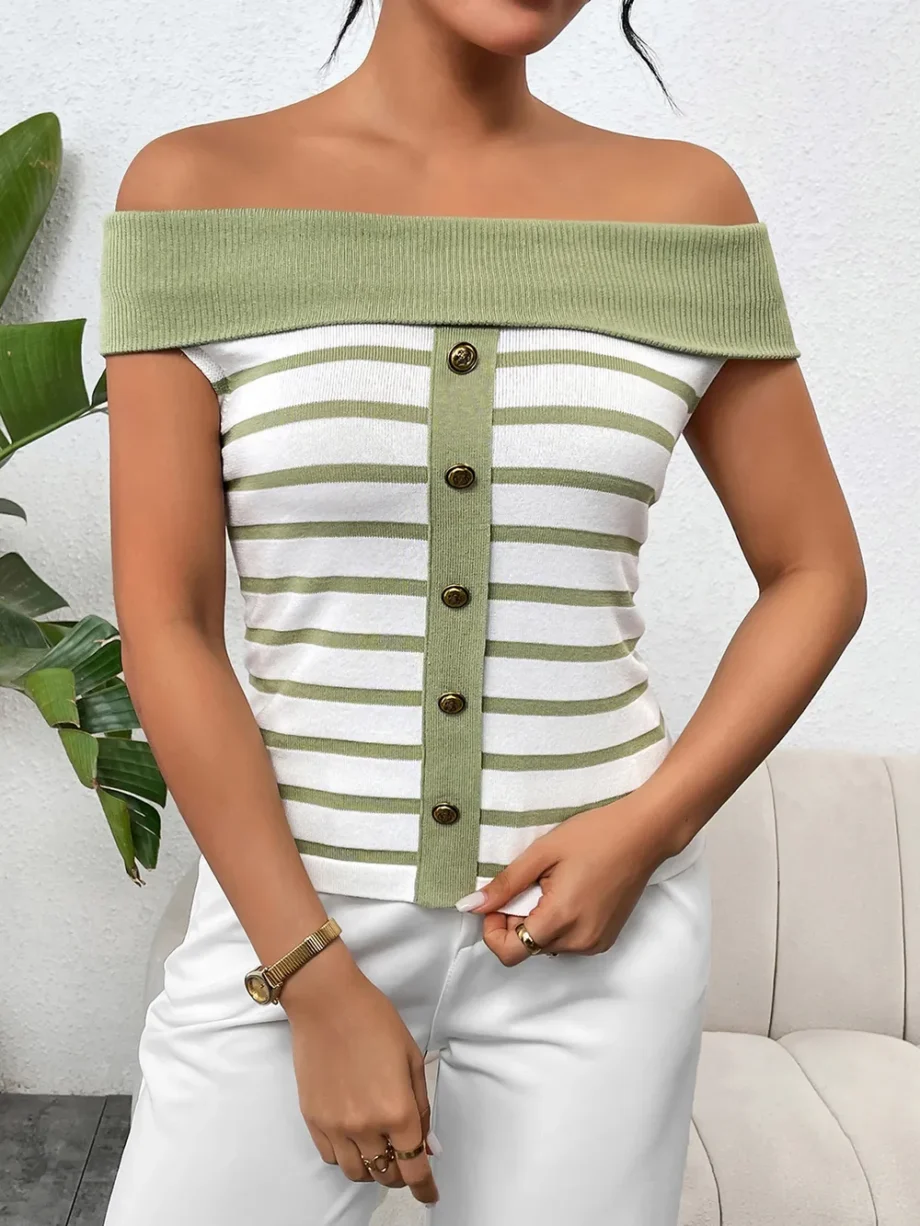 Sailor Stripe Off-Shoulder Top