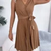 Graceful Tie Pleated Dress