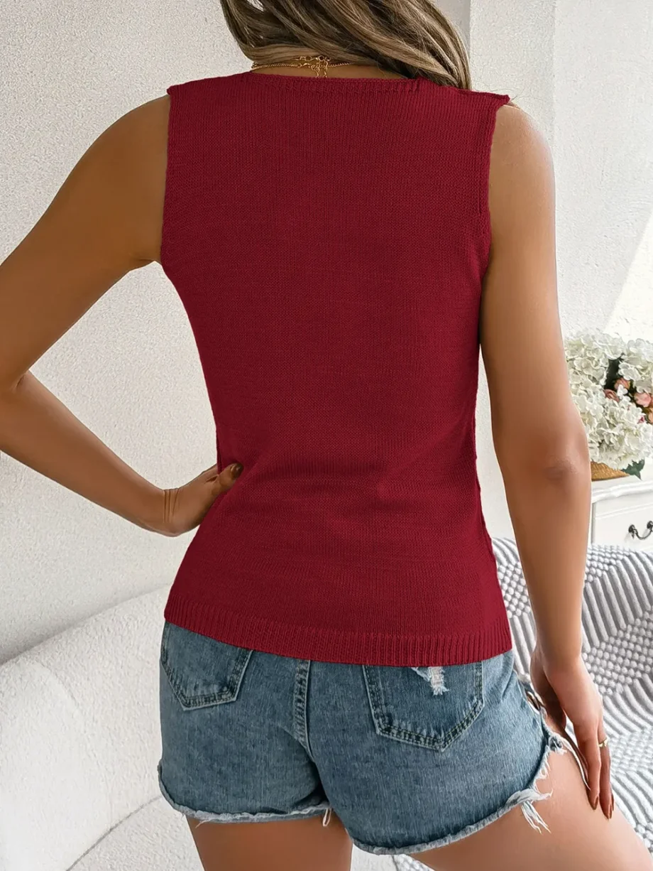 V-Neck Knit Sleeveless Vest