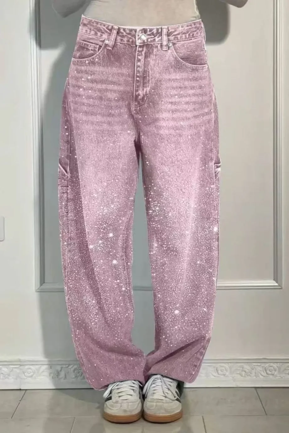 LuxeWashed Rhinestone Wide-Legs