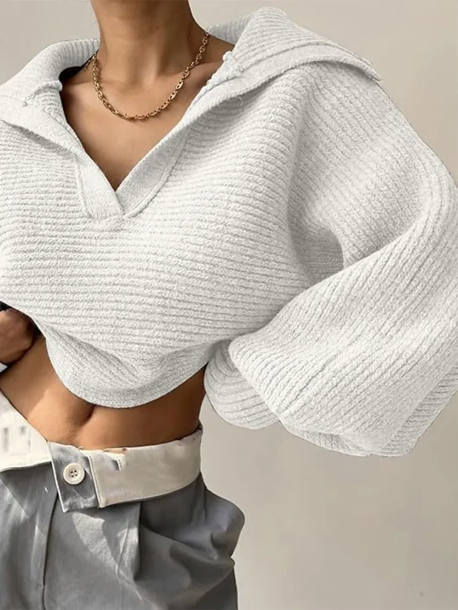 Crisp Collar Knit Sweater