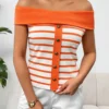Sailor Stripe Off-Shoulder Top