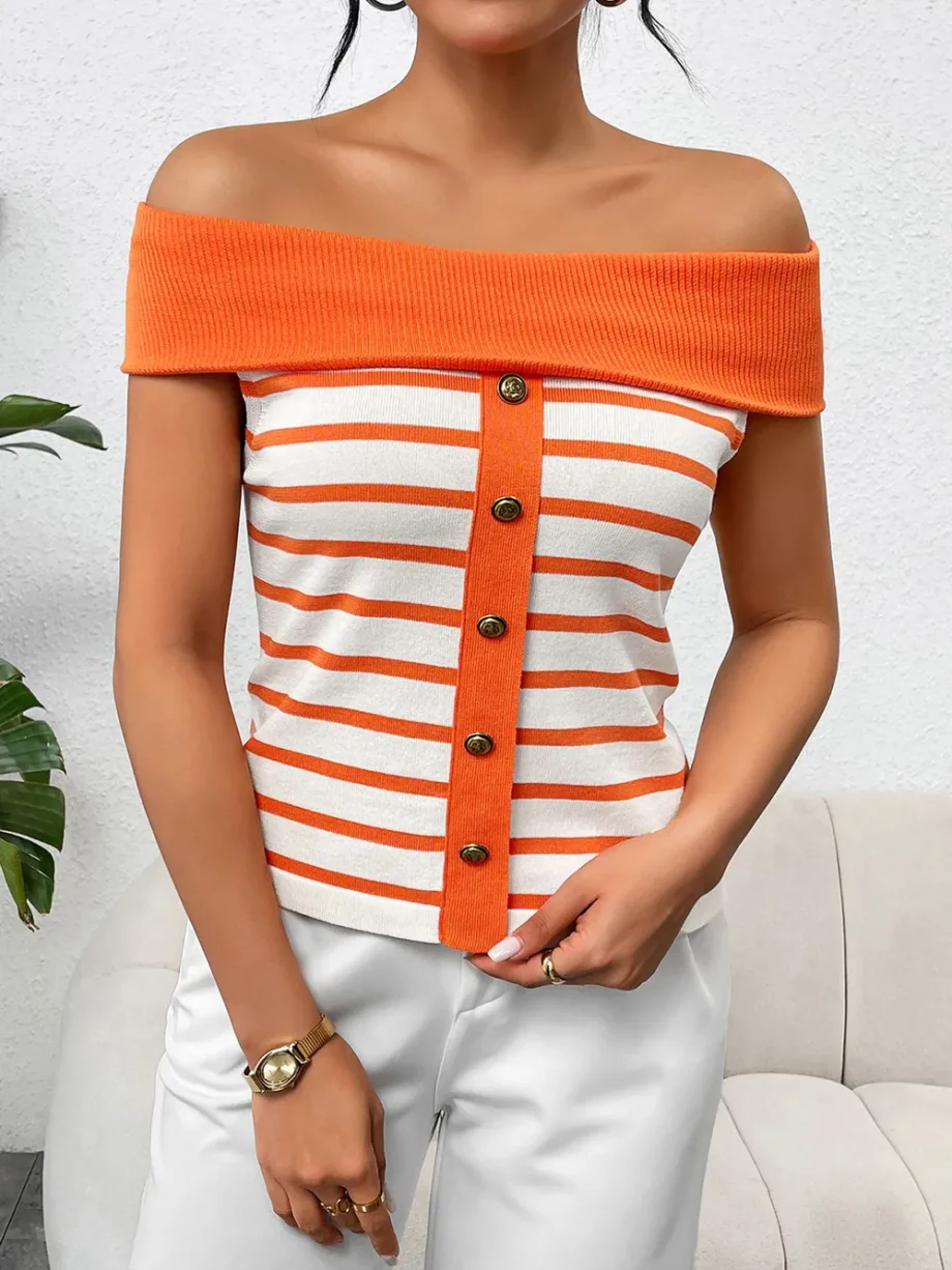 Sailor Stripe Off-Shoulder Top