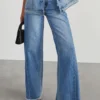 Raw Hem Wide Leg Jeans