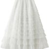 Mesh Ruffle Skirts Women's Temperament Elastic Waist Multi Layers Solid Color Party Cake Sweet Skirt