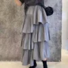 Korean Irregular Hem Pleated Skirt