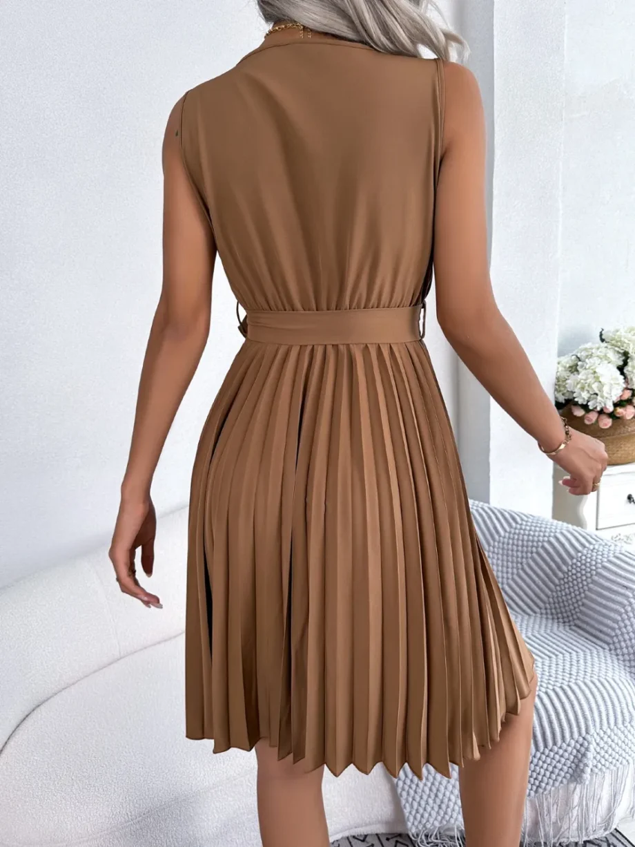 Graceful Tie Pleated Dress
