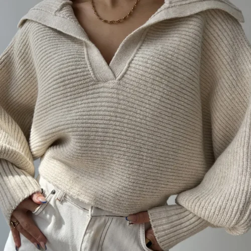 Crisp Collar Knit Sweater