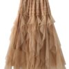 Gauze Spliced A-line Skirt