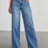 Raw Hem Wide Leg Jeans