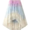 Irregular Mesh Gradient Color Pleated Skirts