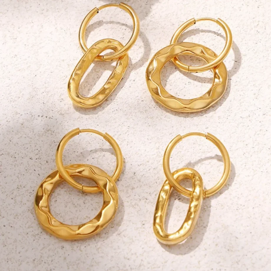 Retro Geometric Asymmetric Buckle Earrings