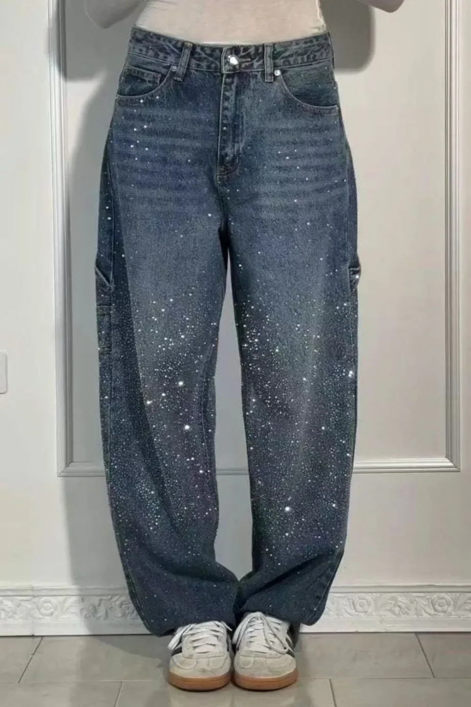 LuxeWashed Rhinestone Wide-Legs