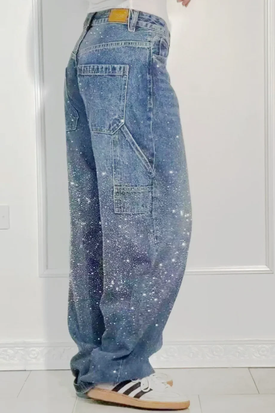 LuxeWashed Rhinestone Wide-Legs