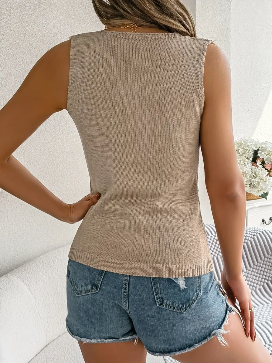 V-Neck Knit Sleeveless Vest