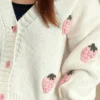 Strawberry knitted sweater cardigan jacket