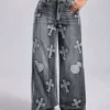 Cross Wide Leg Jeans with Pockets