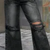 Distressed Wide Leg Jeans with Pockets