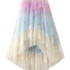 Irregular Mesh Gradient Color Pleated Skirts