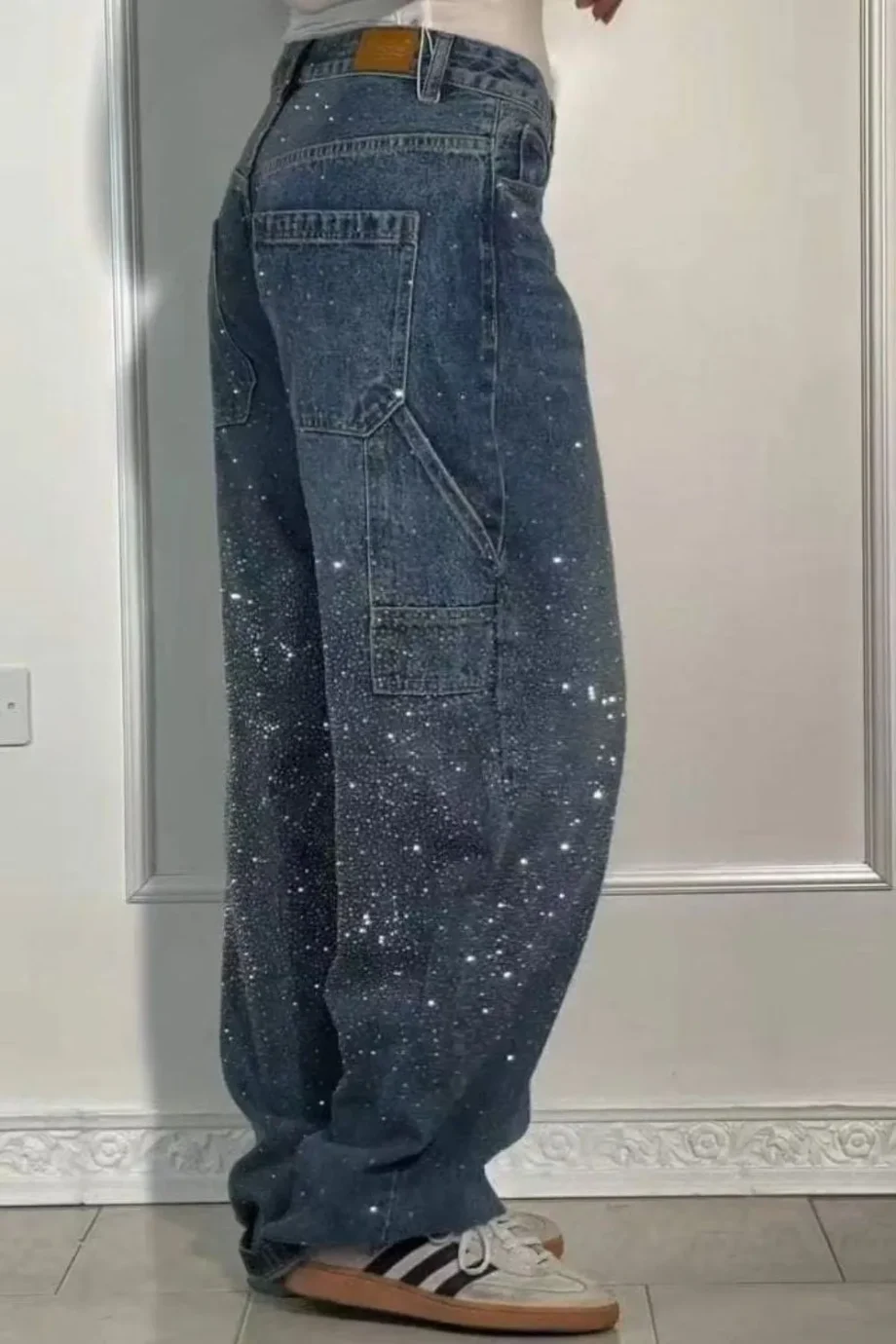 LuxeWashed Rhinestone Wide-Legs