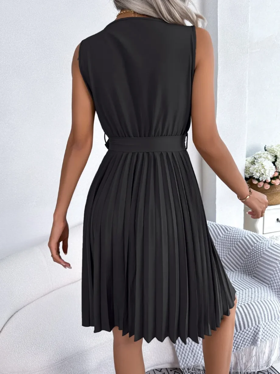 Graceful Tie Pleated Dress