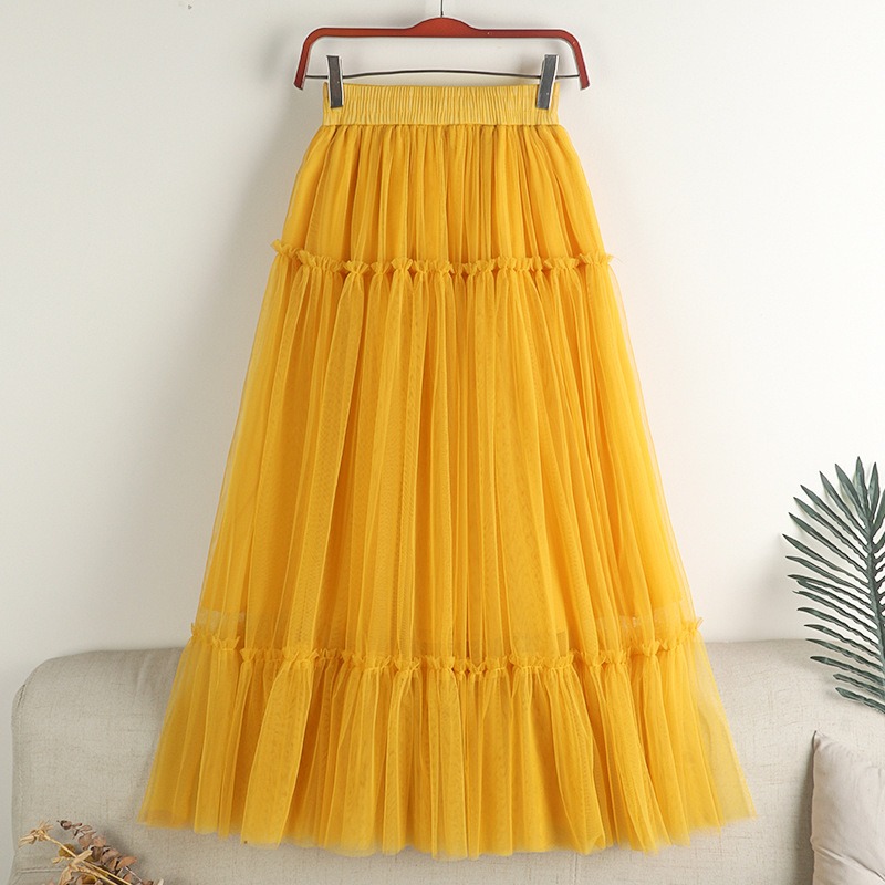 Tulle Midi Long Skirt