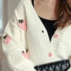 Strawberry knitted sweater cardigan jacket