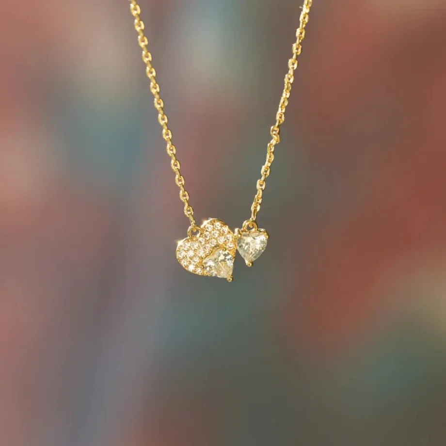 Dual Heart Silver Necklace