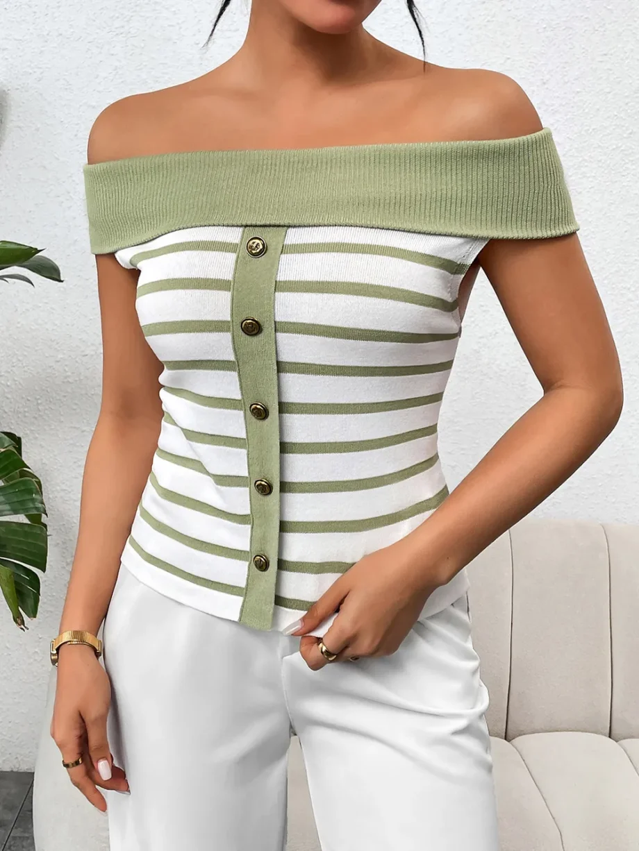 Sailor Stripe Off-Shoulder Top