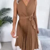 Graceful Tie Pleated Dress