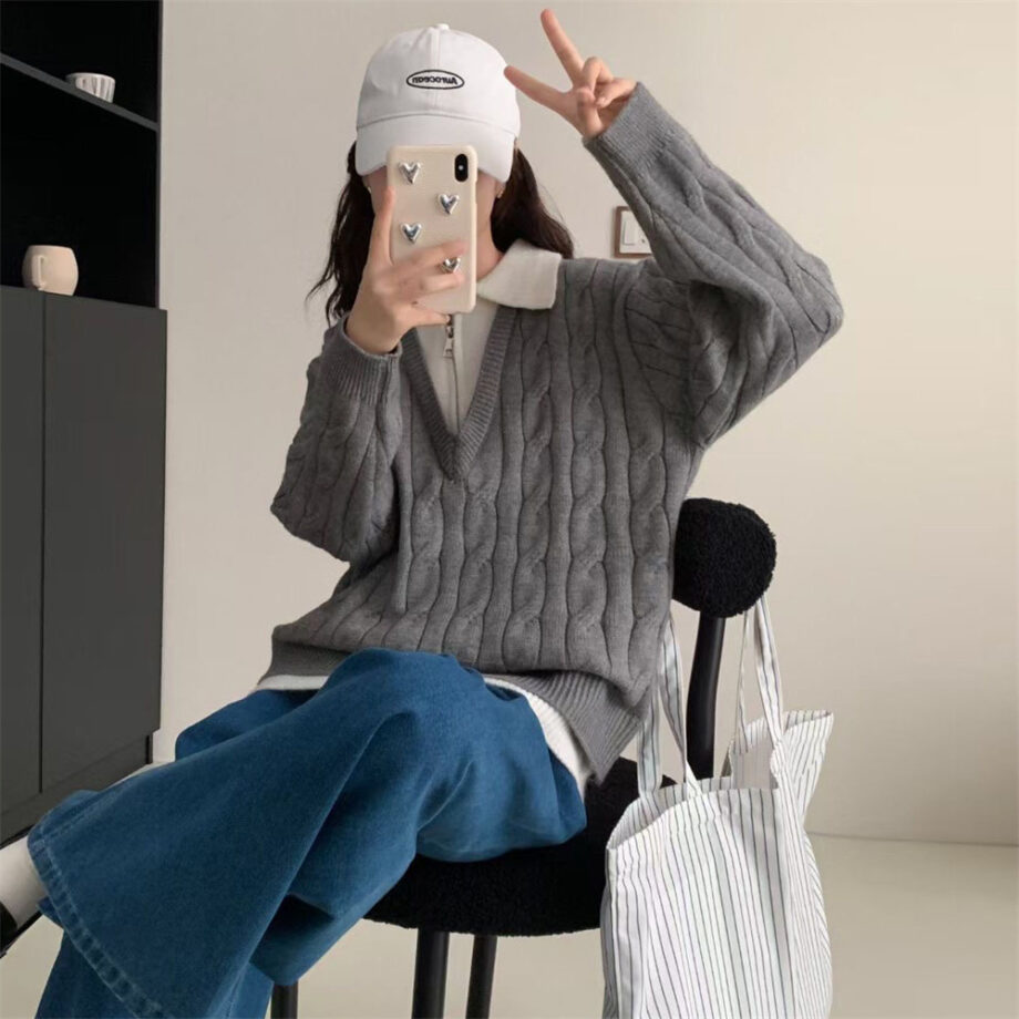 Lazy Twist Faux Two-Piece Sweater