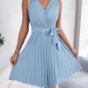 Graceful Tie Pleated Dress