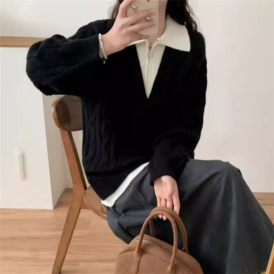 Lazy Twist Faux Two-Piece Sweater