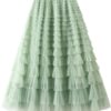 Mesh Ruffle Skirts Women's Temperament Elastic Waist Multi Layers Solid Color Party Cake Sweet Skirt