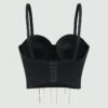 Three-dimensional butterfly hand-beaded tassel camisole