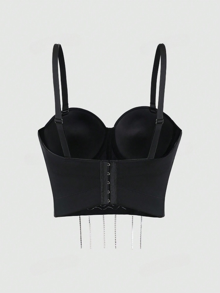 Three-dimensional butterfly hand-beaded tassel camisole