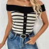 Sailor Stripe Off-Shoulder Top