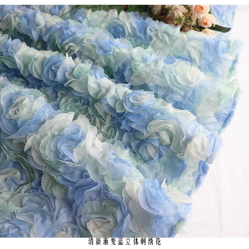 Blue Rose Flowers Tulle Skirt