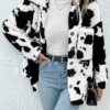 Cow Print Fuzzy Jacket