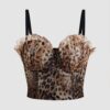 Leopard print backless camisole vest