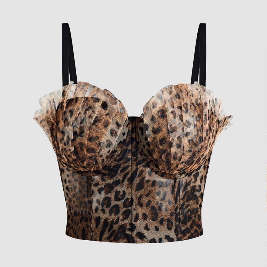 Leopard print backless camisole vest