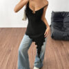 Irregular hem slim-fit top