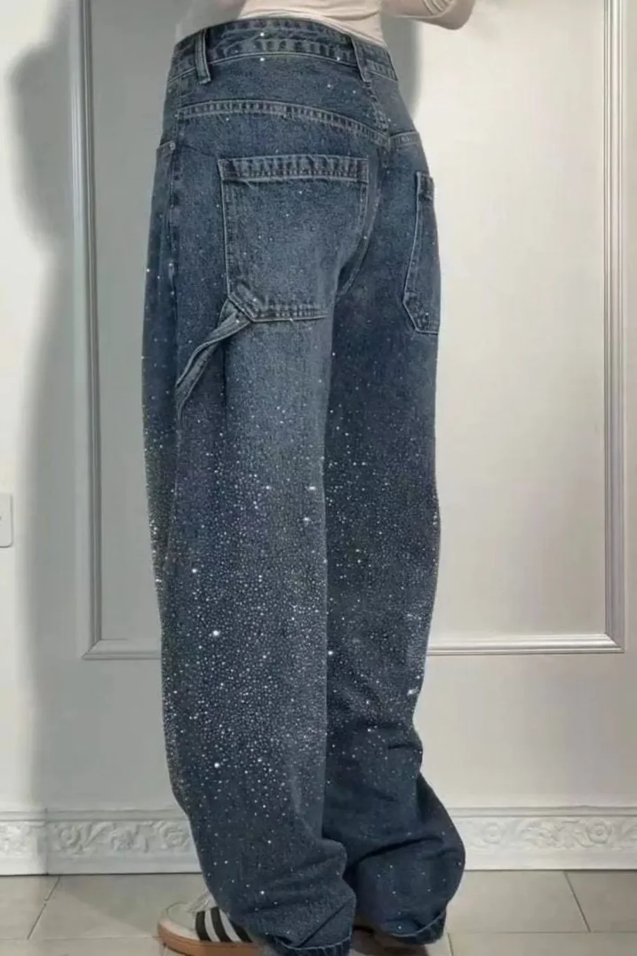LuxeWashed Rhinestone Wide-Legs