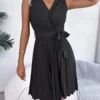 Graceful Tie Pleated Dress