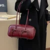 PU Leather Bow Trim Shoulder Bag