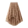 Irregular Mesh Gradient Color Pleated Skirts